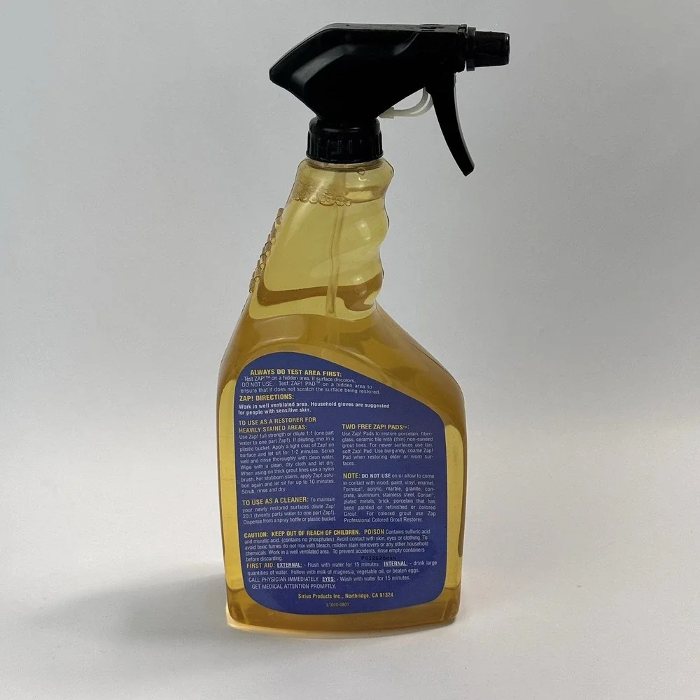 ZAP! PROFESSIONAL RESTORER Tile Porcelain Grout 32 oz Spray Bottle